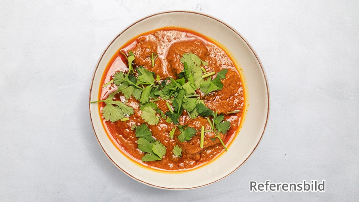 Murg Madras – Laktosfri. Stark. Sydindisk het kyckling curry tempererad me...