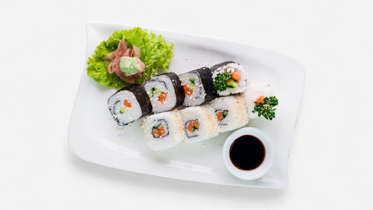 Vegi Maki (8ks) – okurka, mrkev, sushi rýže, nori