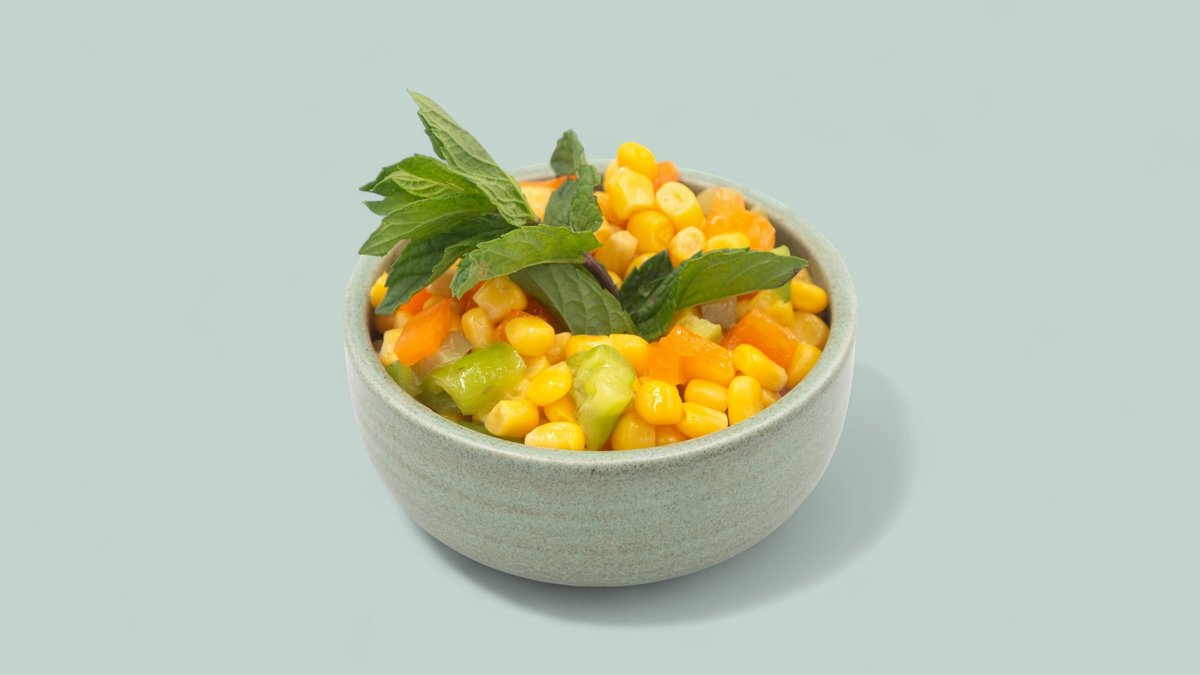 Corn Salad – Sweet corn with fresh vegetables, lemon, and olive oil