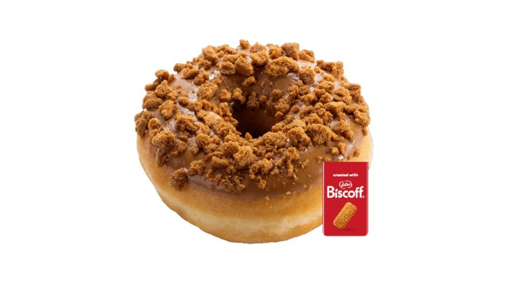 Biscoff Cookie Crunch – glazed with Biscoff cream, decorated with lotus crumb