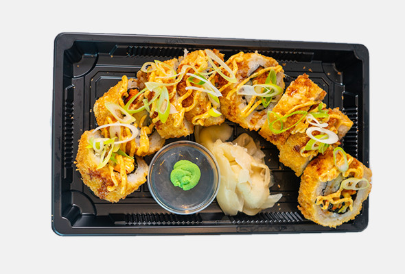 73. LV TEMPURA SPESIELL – 8 biter med ost, mango, gulrot, avokado, chilimajones og vår...